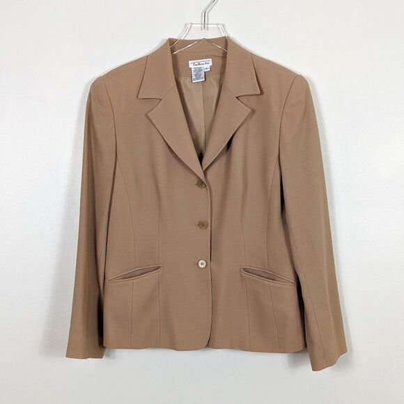 Talbots Tan Worsted Wool Vintage 3 Button Suit Jacket Women's 12